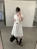 Camiseta de Punto Manga Corta Color Sólido Versátil Estilo Coreano Tg Reductora de Edad Adelgazante Aspecto Cinta Cuello Azul Marino para Mujer Estilo Primavera 2026 26588