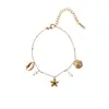 Pulsera Taina estilo oceánico de acero inoxidable transfronteriza europea y americana para mujer con estrella de mar, conchas, perlas, circonita en forma de corazón y diseño de cadena de tenis
