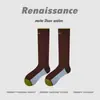 Calcetines Deportivos de Compresión Fina para Yoga de Micro Presión Renaissance para Correr, Saltar la Cuerda, Fitness, Calcetines Largos Rayados en la Pantorrilla