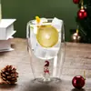 Taza Sandwich de Vidrio de Doble Capa al por Mayor Spot Regalo Creativo de Navidad Taza para Bebidas Vidrio de Borosilicato Taza de Doble Capa