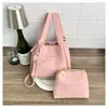 Nova bolsa de ombro transpassada estilo coreano para o dia a dia com padrão de lichia, conjunto de duas peças, bolsa de mão simples e casual para mulheres