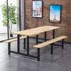 Mesas y Sillas de Comedor de Acero Inoxidable para Cafetería de Campus, Juego de Mesa Integrado para Personal y Estudiantes para 4/6/8 Personas, Fibra de Vidrio para Restaurante