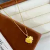 Pingente de Diamante Ponto Martelado Dourado Amor Corrente de Clavícula Moda Feminina Temperamento Colar Exquisito Gravado Decoração de Pescoço Presente