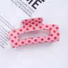 Pinza para el pelo cuadrada retro de lunares con diseño calado estilo coreano en colores dopamina, pinza de tiburón grande, accesorio para el pelo simple y versátil para la parte trasera de la cabeza
