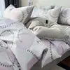 Juego de Cuatro Piezas de Algodón Puro Estilo Nórdico, Funda Nórdica 100% Algodón Puro, Sábana Plana, Sábana Ajustable, Ropa de Cama Sencilla para Dormitorio Principal, Juego de Tres Piezas para Estudiantes