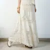 Saia Longa de Crochê Renda Estilo Boho Feminina Nova Primavera Verão 2025 Vazada Tricotada Linha A Grande Caimento Longa