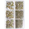 Moda Seis Rejillas Arte de Uñas Cristales con Base Plana Strass Checo Austriaco Bola de Strass Apilada Set Mixto Transparente Iridiscente Súper Brillante 3D
