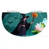Capa Morada de Halloween Hecha a Medida de Fábrica con Diseños Impresos de Calabaza y Fantasma, Capa Infantil con Tela de Araña para Atar