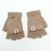 Luvas de inverno quentes fofas novas desenho animado flip meio dedo veludo espessado tricotado estudante feminina exterior equitação à prova de frio