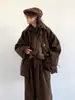 Ropa Exterior de Lana Retro Melard de Solapa de un Solo Botón para Hombres y Mujeres Manga Raglán Holgada Ropa Exterior de Lana Moderna