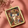 Nuevo Colgante de Zorro de Nueve Colas Color Oro Rosa Mujer Inmortal Zorro Acero de Titanio Chapado en Oro Caja Thangka Colgante Thangka Pintado a Mano