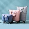 Bolsa de viaje de gran capacidad con rueda universal para estudiante, viaje de negocios, bolsa de almacenamiento para espera, impermeable, separación húmedo/seco, bolsa de equipaje expandible