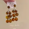 Brincos Âmbar Maillard, Brincos com Borla de Bola Redonda, Brincos de Design Único Retro de Nicho