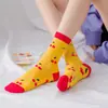 Calcetines de Estilo Japonés para Otoño e Invierno Calcetines de Longitud Media para Niños Calcetines de Algodón de Color Sólido Cereza de Moda ins Lindos Calcetines de Estudiante Estilo Coreano Calcetines de Dibujos Animados