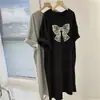 Verão Feminino Garota Cheinha Plus Size Casual Roupa Externa Fina Manga Curta Estampada Vestido Preguiçoso Comprimento Médio Solto Emagrecimento Tendência Quadril