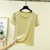 Camiseta fina de seda feminina plus size para o verão, manga curta, modelo soltinho, 2026, nova, gola redonda de alta qualidade, versátil para vendas transfronteiriças