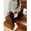 3er Mañana Otoño Nuevo Estilo Coreano Oso de Dibujos Animados Estampado Cuello Redondo Sudadera con Capucha ZY4415