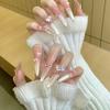[Ilusión de Gato Dorado] Primavera y Verano Brillantes Ojo de Gato Corazón Incrustado con Diamantes Versátil Estudiante Blanqueamiento Puro Hecho a Mano Manicura Uñas Portátiles