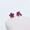 Brincos Pequenos de Flor Rosa com Strass Completo Doces para Mulheres Moda Simples Versátil Alto Valor Fofos Exquisitos