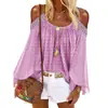 Fc658 En Stock Comercio Exterior Transfronterizo Ropa de Mujer, Fresco Estilo Bohemio Hueco en el Hombro Camiseta de Manga Larga y Top de Tirantes