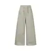 7626 Calça de trabalho unissex estilo japonês retrô com design estruturado, apresentando pregas e um corte solto de perna larga