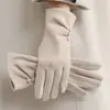 Luvas Quentes para Mulheres no Inverno, Espessadas com Lã, Fofas, à Prova de Vento, Espessadas com Lã, Adequadas para Ciclismo ao Ar Livre, Luvas Quentes com Tela Sensível ao Toque