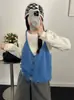 Suéter Camada com Colete Camisola + Conjunto de Duas Peças Tricô Manga Longa Gola Redonda Cor Sólida Novo Design Outono/Inverno 2026 para Mulheres