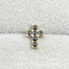 Brincos de Cruz em Liga de Titânio Dourada com Zircônia Astmf-13 Titânio G23 Rosca Interna Studs de Lábio com Zircônia Body Piercing