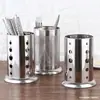 Soporte Grueso de Acero Inoxidable para Palillos Tienda Comercial de Té con Leche Mostrador de Bar Soporte para Popotes Cubo Caja de Almacenamiento Rejilla de Drenaje Jaula para Palillos Soporte para Cuchillos y Tenedores