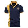 Polo de Moda de Verão Masculino AIOPESON Polo Masculino de Negócios Costura Tendência Cor Contrastante Polo 100% Algodão Masculino Casual Slim Fit