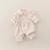 Conjunto de otoño para bebé, mameluco para niñas pequeñas, estilo princesa, dulce y elegante, mameluco de manga larga de doble capa para salir