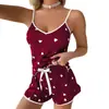 Noche de Baile Gato Seda de Hielo Verano Camisola Conjunto de Ropa de Casa Suave Caída Lindo Estampado Pijama Venta al por Mayor Shorts