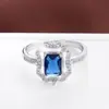 Anéis de Zircônia Colorida Transfronteiriços Tk Novo Estilo Quadrado Nicho Moda de Alto Padrão Anéis de Cobre Puro Direto do Fabricante
