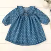 Mono versátil de estilo coreano con cuello de muñeca para niños, nuevo y moderno vestido con estampado integral para niñas pequeñas, mameluco de mezclilla