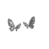 Pendientes Pequeños de Mariposa de Zirconia con Diamantes Completos de Plata para Mujer, Brillantes, Dulces, Exquisitos, Pendientes de Lujo Ligero, Modernos, Pendientes de Gama Alta para Damas