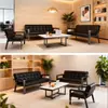 Conjunto simples de sofá e mesa de centro para escritório comercial, espesso e durável, adequado para recepção e sala de espera, sofá de couro de três lugares com estrutura de aço
