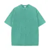 Camiseta de Manga Corta de Algodón Retro Pesado 260g para Hombre, Top Holgado de Hombro, Camiseta Lavada Vintage Vieja de Media Manga para Verano