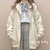 Chamarra sudadera de otoño color albaricoque para mujer, nuevo estilo popular primavera y otoño 2026, ropa de otoño para estudiantes de secundaria mujeres, conjunto de cárdigan con forro polar