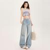 Jeans Naranja Infantil # Nicho Diseño Roto Pierna Ancha para Mujer, Sueltos, Slim y con Caída, Pantalones Rectos Modernos y Versátiles