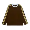 Top Unisex Juvenil Talla Extra Color Block Rayas Cuello Redondo Manga Larga 100% Algodón 220g Ajuste Holgado