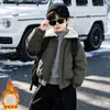 Ropa de Invierno para Niños con Felpa Plus, Bolsillo Grande, Cuello de Borrego, Chaqueta Estilo Coreano, Abrigo de Algodón Grueso y Moderno para Bebés y Niños Pequeños, Parka