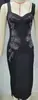 Tejido de punto moderno transfronterizo europeo y americano, Vestido negro sencillo y elegante con un ambiente único, Longitud midi, Elástico, Tirantes anchos elegantes