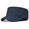 Nuevo Sombrero de Cuatro Estaciones para Hombre con Parches Bordados de Letras, Copa Plana, Para Exteriores, Casual, Transfronterizo, Protección Solar, Hebilla de Metal, Versátil, Sombrero Militar