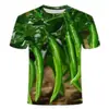 Camiseta de Verano 2024 con Estampado de Verduras 3D Digital para Hombre y Mujer, Camisa Casual de Cuello Redondo de Manga Corta, de Moda
