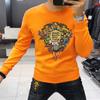 Sudadera de Moda de Otoño e Invierno Nueva para Hombre con Cuello Redondo, Terciopelo, Patrón Animal de las Cinco Bendiciones, Ajuste de Moda para Hombre, Ropa Exterior de Manga Larga