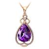 Versão coreana de 7 quilates pingente de ametista natural banhado a ouro 18K em forma de coração pingente de diamante tremolo pingente de gema viva