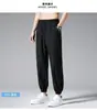 Pantalones Jogger de Seda Helada de Verano para Hombre, Corte Holgado, Largo Nueve Décimos, Estilo Delgado, Deportes al Aire Libre, Versión de Exportación Japonesa y Coreana, Pantalones Casuales Frescos y de Secado Rápido