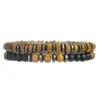 Novo acessório de mão masculino minimalista transfronteiriço pulseira, conjunto de pulseiras de contas de madeira natural, conjunto de contas elásticas empilháveis