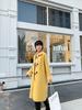 2023 novo casaco de lã feminino de malha casaco de caxemira elegante simples fivela de chifre coreano fino longo trench coat
