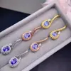 Venta al por mayor de fábrica Pendientes Populares de Tanzanita Natural Plata S925 Incrustados Piedra Principal 6*8 Venta Caliente Europeo y Americano Una Pieza